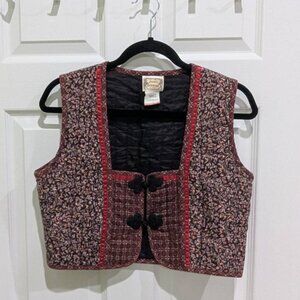 Vintage Gunne Sax Burgundy Floral Vest size L